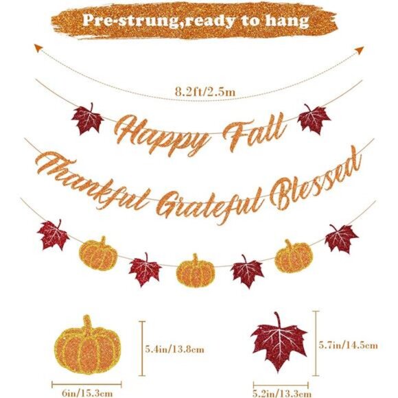 Fall Decorations Home Thanksgiving decor - Happy Fall and Blessed Grateful - Picture 3 of 5